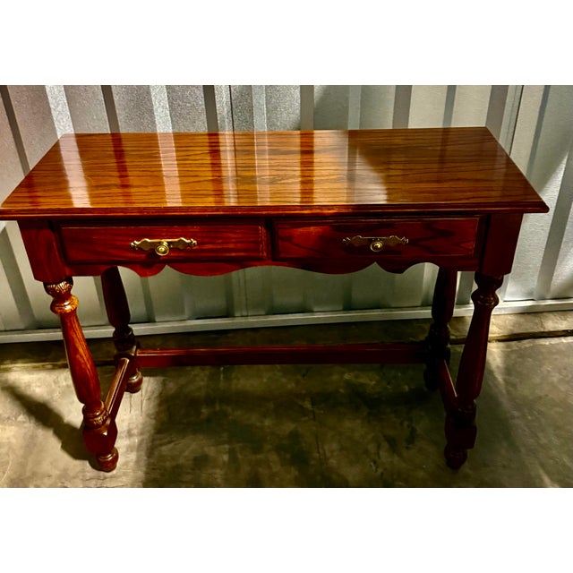 Mid 20th Century Traditional Oak Console Table For Sale - Image 4 of 12