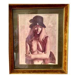 1970s Bohemian Glamour Portrait Photograph in Gilt Frame, Vintage Studio Nude