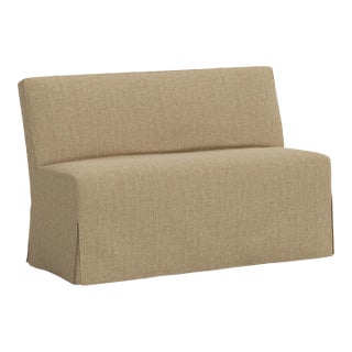 Stoffer Home x Cloth & Company Lindy Slipcover Dining Banquette in Relaxed Linen Burlap For Sale