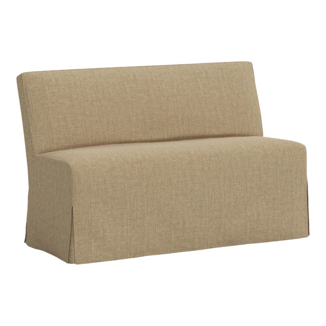 Stoffer Home x Cloth & Company Lindy Slipcover Dining Banquette in Relaxed Linen Burlap For Sale