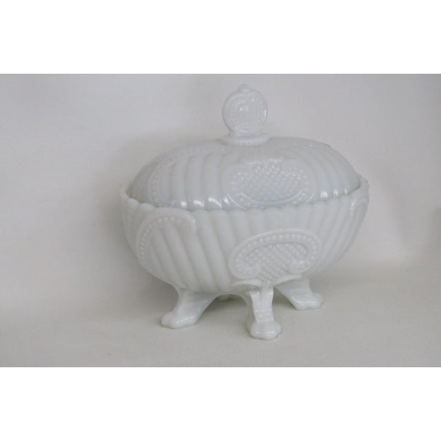 Portieux Vallerysthal White Opaline Milk Glass French Candy Dish With Lid 4733b For Sale - Image 15 of 18