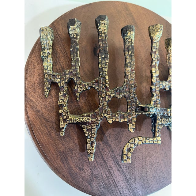 Mid Century Brutalist Brass Menorah For Sale - Image 12 of 12