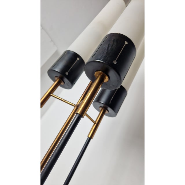 Black Vintage Floor Lamp with Marble Base and Brass Stem, 1950s For Sale - Image 8 of 10