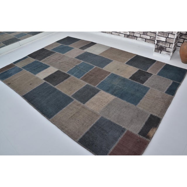 1960s Dark Grey Vintage Handknotted Carpet For Sale - Image 5 of 10