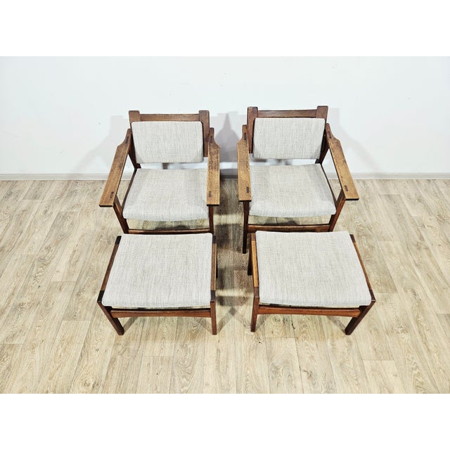 Lounge Chairs, Ottomans and Coffee Table by Heinz Heger for PGH Erzgebirgisches Kunsthandwerk, 1960s, Set of 5 For Sale - Image 6 of 18