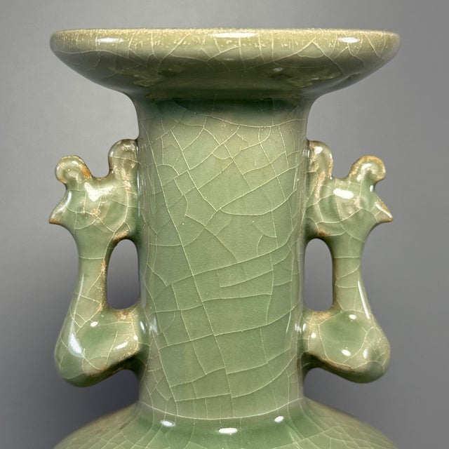 Chinese Antique Chinese Longquan Celadon Phoenix Ear Vase For Sale - Image 3 of 6