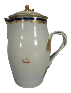18th Century American Market Chinese Export Porcelain Dove Bird Crest Cider Jug Pitcher
