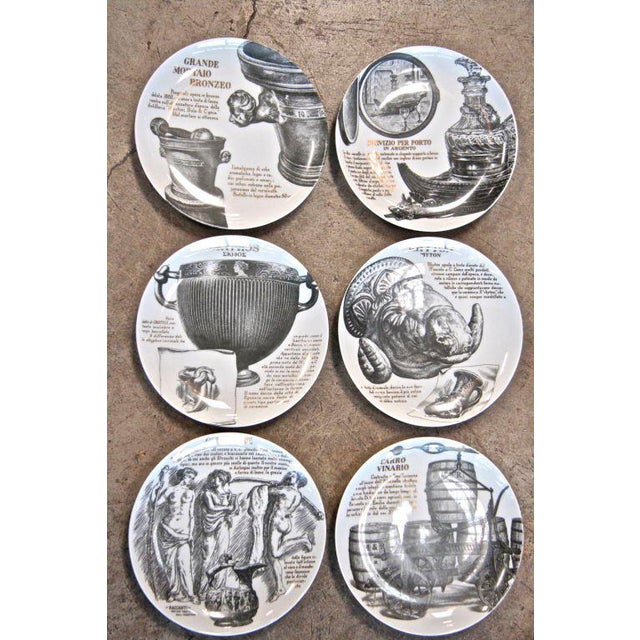Series of 6 plates designed by Piero Fornasetti for Martini & Rossi from the good of ' 80s!