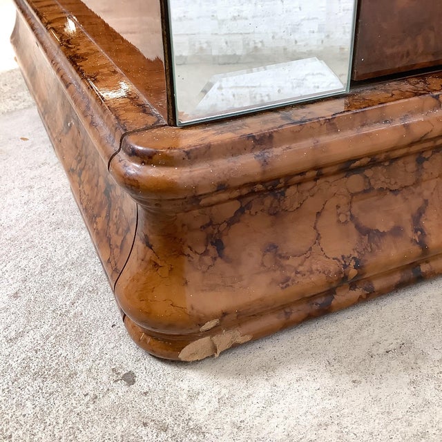 Vintage Alf Italia Italian Burl Wood Console With Mirrored Accents For Sale - Image 12 of 12