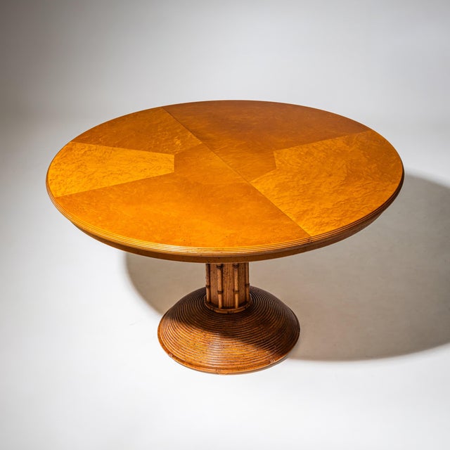 French Faux Bamboo Dining Table with Chairs, 1960s, Set of 5 For Sale - Image 4 of 16