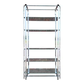 1970s Milo Baughman Style Chrome and Glass Étagère Display Shelf For Sale