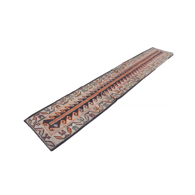 Mid-Century Modern Narrow Vintage Turkish Kilim Runner - 2`0" X 11`10" For Sale - Image 3 of 6