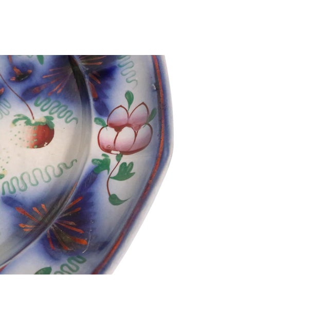 Antique Gaudy Welsh Blue Strawberry Ironstone Plate C. 1850's For Sale - Image 9 of 9