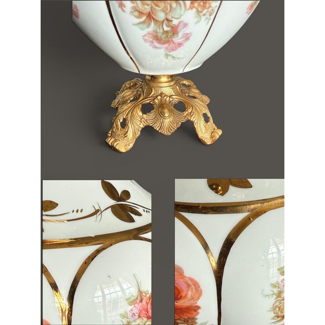 Rose Antique Style Porcelain Ewer-Gilt Handle-Floral Urn-Rococo-French-Victorian-Rose For Sale - Image 8 of 10