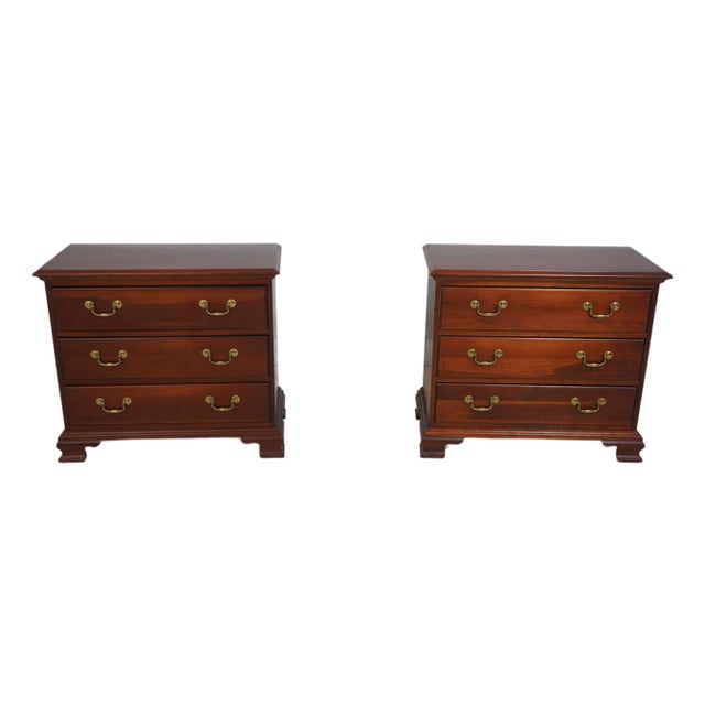 Pair of Pennsylvania House Cherry 3-Drawer Chest Nightstands For Sale