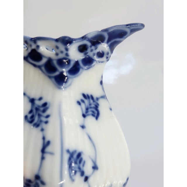 Royal Blue 1970s Royal Copenhagen Blue Fluted Full Lace Creamer, Gargoyles Creamer, Milk Jug For Sale - Image 8 of 12