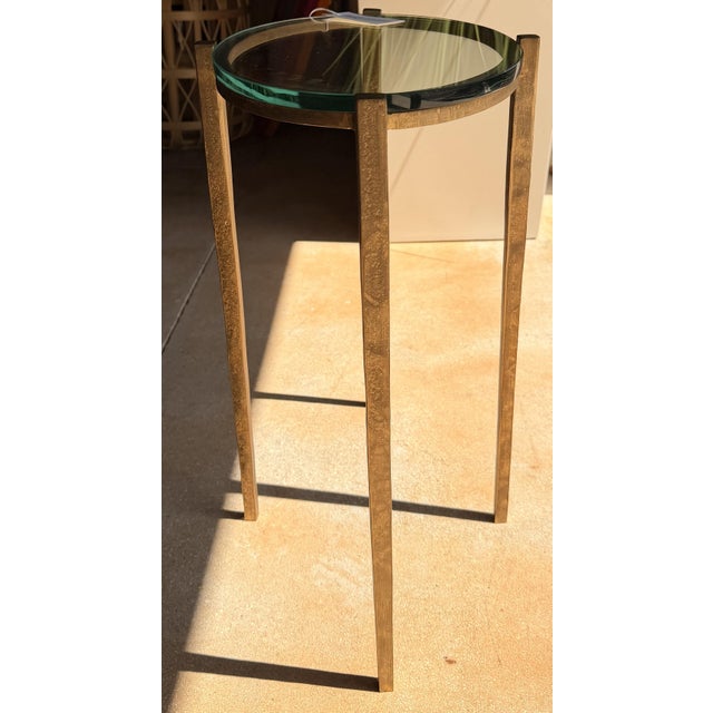 Contemporary Global Views Gold and Glass End Table For Sale - Image 3 of 5