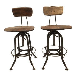 Toledo Adjustable High Back Bar Stools - A Pair For Sale
