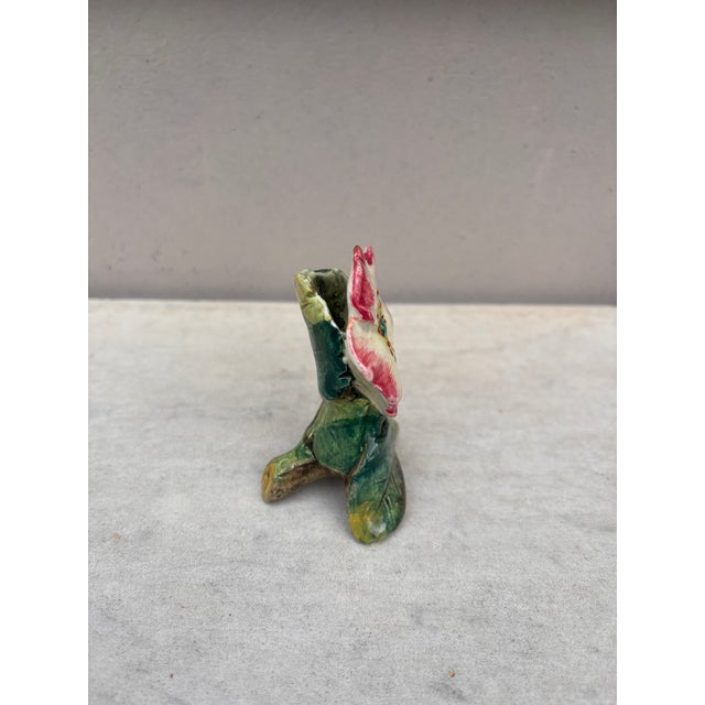 Art Nouveau Small 19th Century Majolica Wild Rose Vase Delphin Massier For Sale - Image 3 of 5