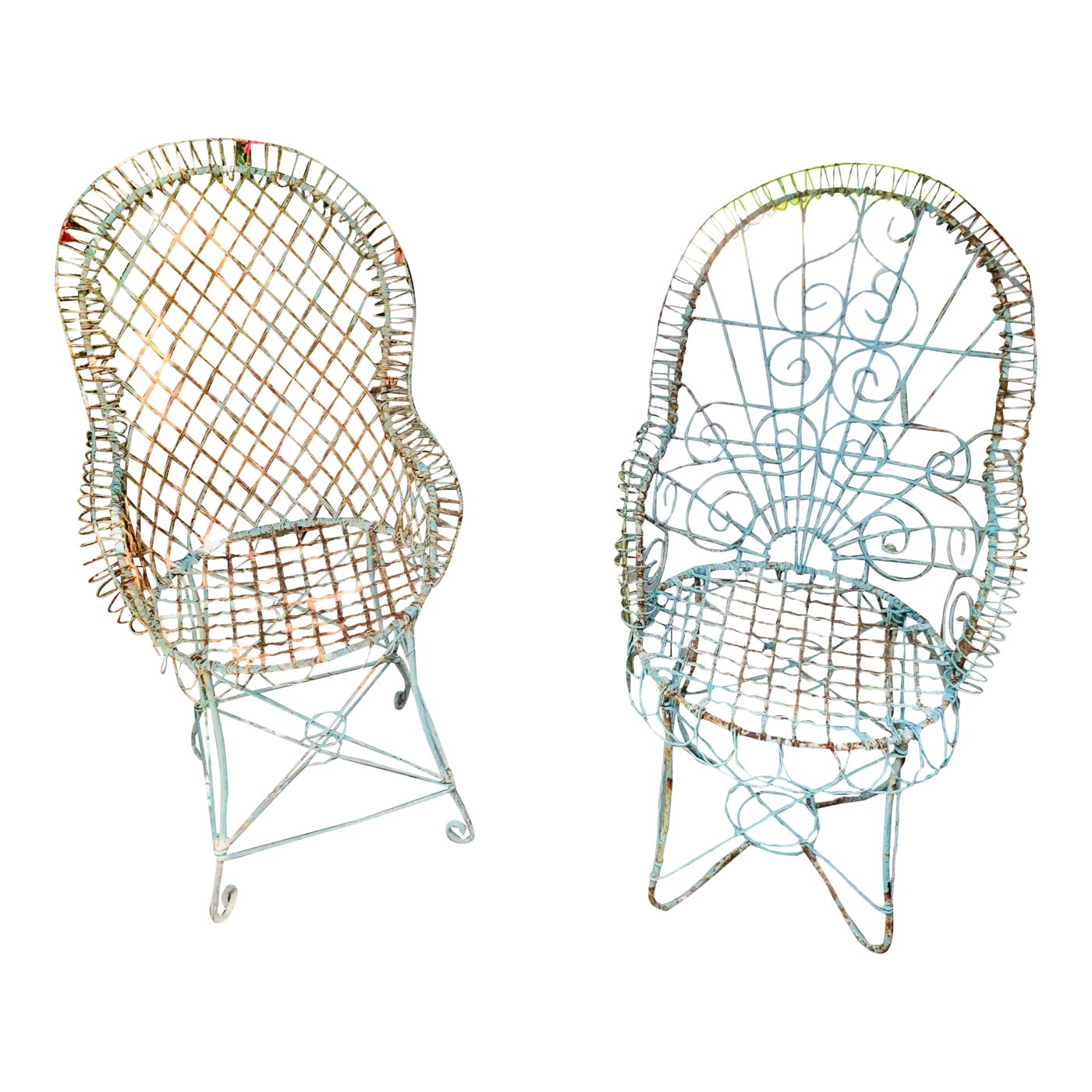 Antique French Wire Patio Chairs Set of 2 Chairish
