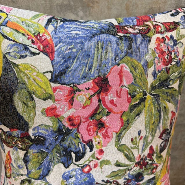 Toucan Parrot Woven 18x18 Cushion Cover For Sale - Image 9 of 18