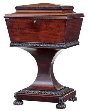 Antique Teapoy in Carved Mahogany from Gillows, 1820