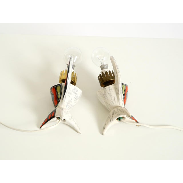 Mid-Century Modern Italian Hand-Painted Ceramic Table Lamps, 1950s, Set of 2 For Sale - Image 18 of 18