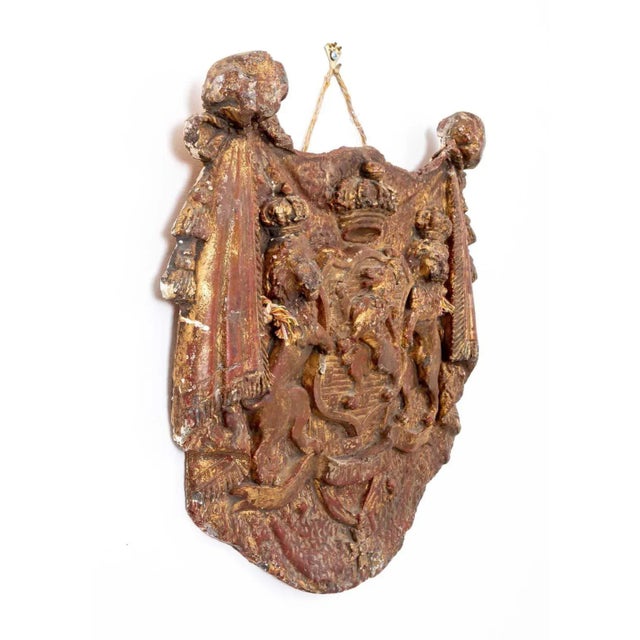 English English Heraldic Plaque With Lions, Early 20th Century For Sale - Image 3 of 11