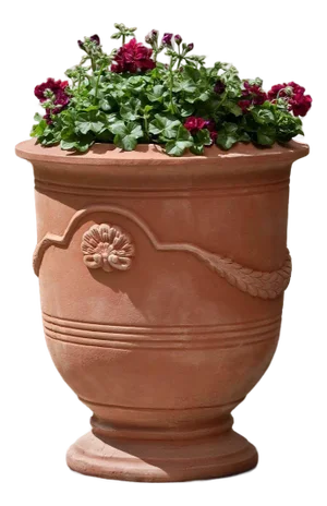 Coquille Anduze Urn Orange Terra Cotta Planters, Set of 3
