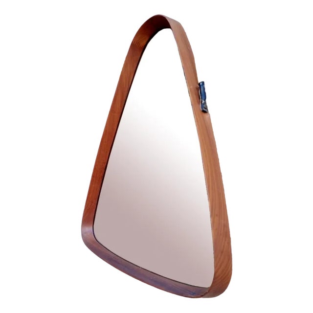 Modern Triangular Teak Mirror by Franco Campo and Carlo Graffi, Italy, 1950s For Sale