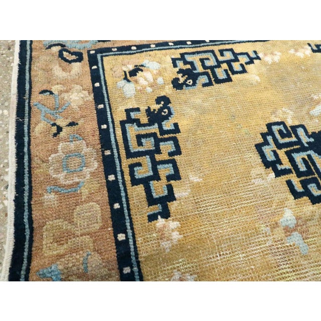 Galerie Shabab Collection Early 20th Century Handmade Chinese Ningxia Square Throw Rug For Sale - Image 4 of 7