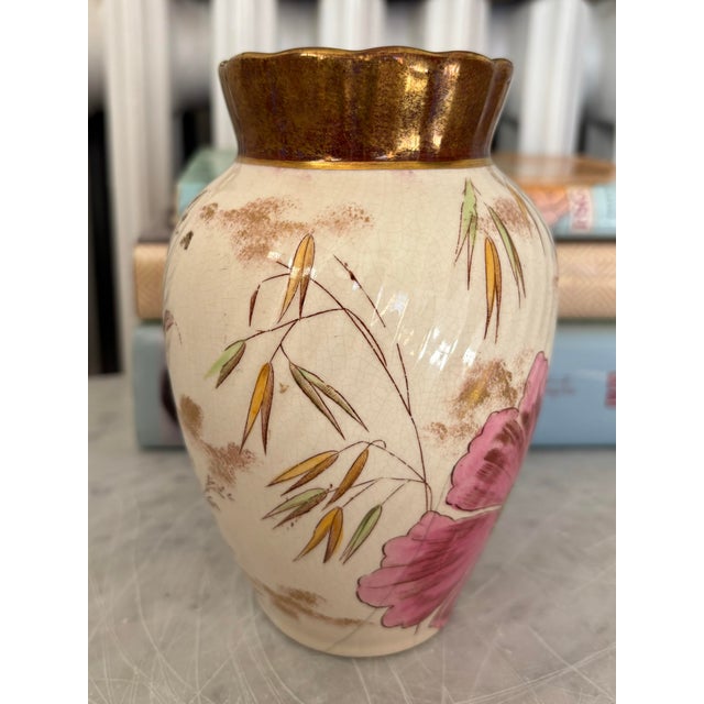 19th Century 1800s English Adderley Gold Lustre Vase For Sale - Image 5 of 8