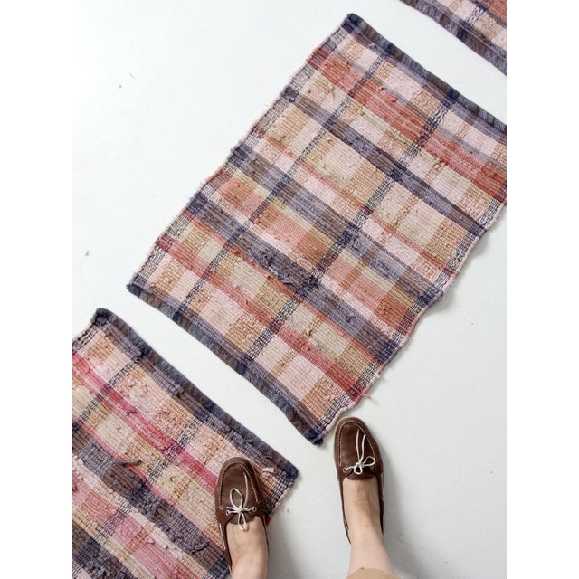 Rose Vintage Plaid Rag Rugs Set of 3 For Sale - Image 8 of 10