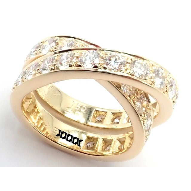 Gold 1990s Cartier Yellow Gold Nouvelle Vague Diamond Band, Size 5.75 For Sale - Image 8 of 12