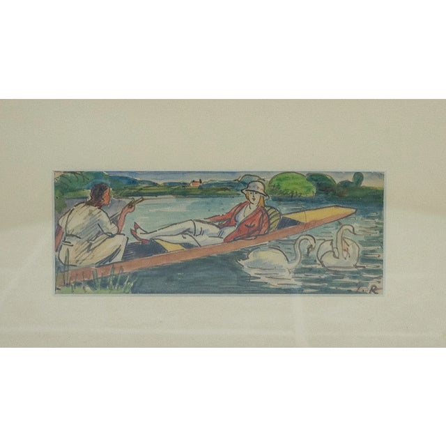 Impressionist Early 20th Century Ludovic-Rodo Pissarro - Boating on the River Thames, Watercolor & Ink For Sale - Image 3 of 5