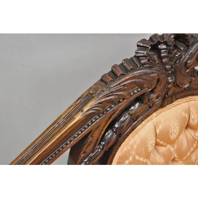 Gold Antique French Victorian Louis XV Style Open Carved Walnut Loveseat Settee Sofa For Sale - Image 8 of 17