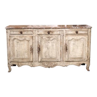 18th Century Painted French Enfilade With Rouge Royal Marble Top For Sale