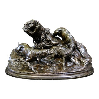 Mid 19th Century Fox Hunting, bronze by P J Mene For Sale
