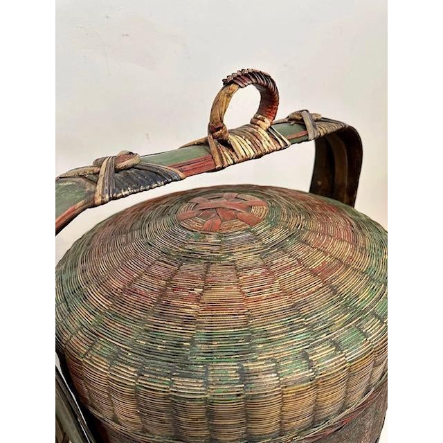 Wood Pair of Very Large Antique Chinese Wedding Baskets For Sale - Image 7 of 9