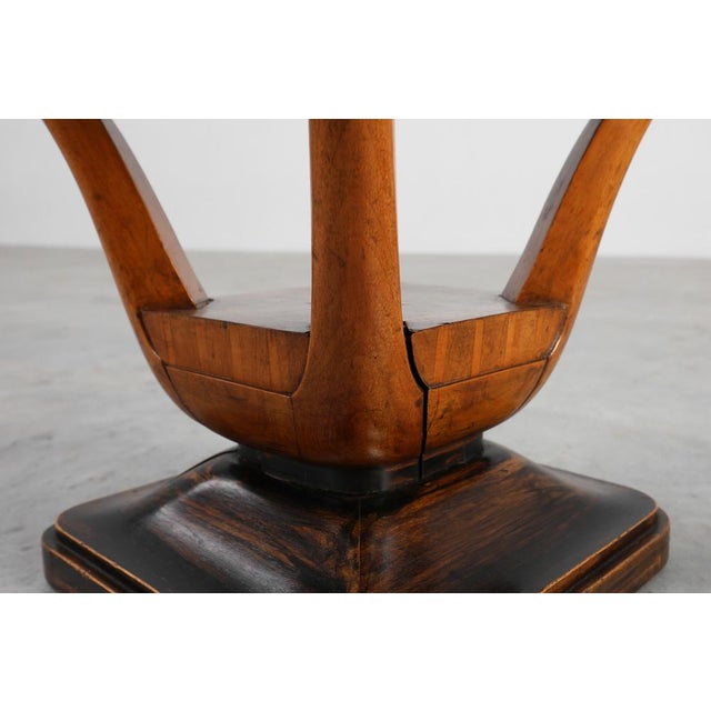 1920s Art Deco Walnut Stool with Fabric, Italy, 1920s For Sale - Image 5 of 11