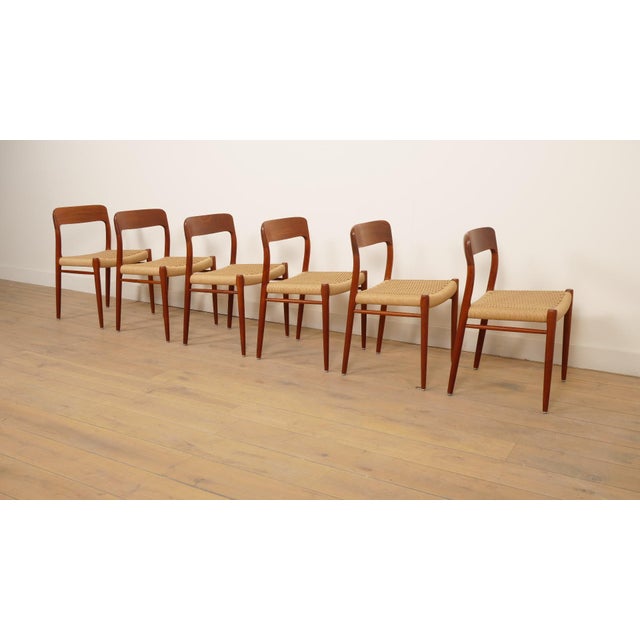 Vintage Model 75 Dining Chairs in Teak by Niels Otto Moller for J.L. Møllers, 1960s, Set of 6 For Sale - Image 9 of 18