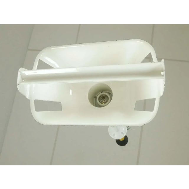 White Late 20th Century Restored White Enameled Steel Industrial Pendant Light For Sale - Image 8 of 10