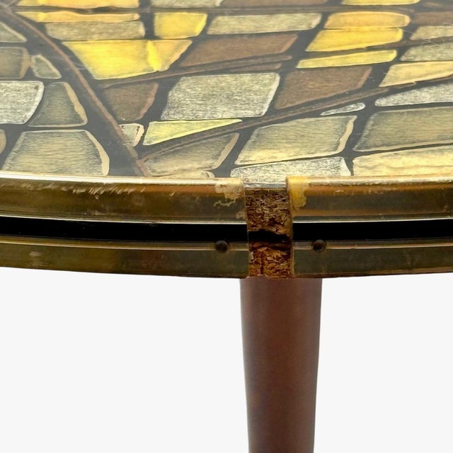 Vintage Italian Tripod Table with Mosaic Laminate Top, 1950s For Sale - Image 14 of 16