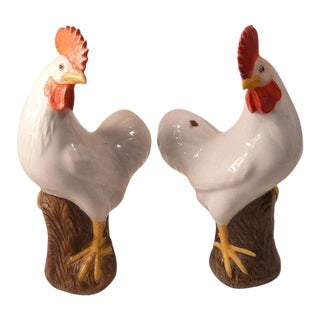 19th Century Chinese Porcelain Figures of Roosters - a Pair For Sale