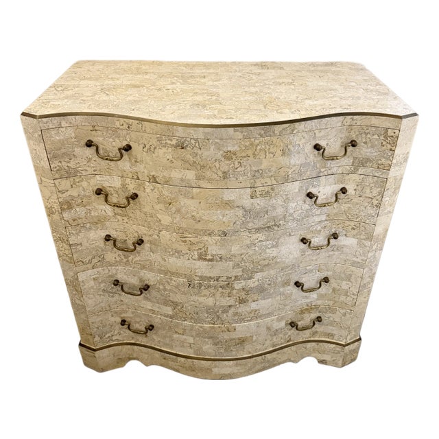 1980s Tessellated Stone With Inlaid Bronze Commode Design by Maitland Smith For Sale