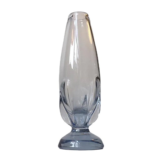 Scandinavian Rocket-Shaped Vase in Blue Glass, 1960s For Sale