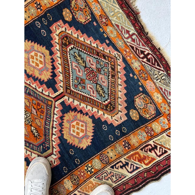 Persian Early 20th Century INDIGO CHILD Collectable Caucasian Rug 3.10 x 4.9 For Sale - Image 3 of 9