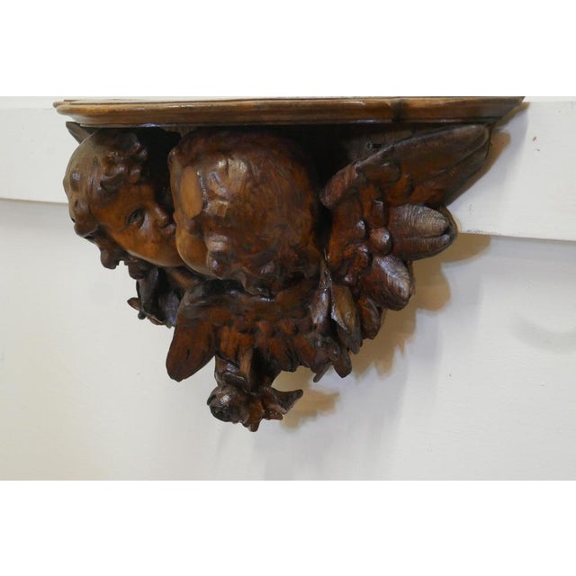 Antique Carved Wood Cherub Wall Bracket, 1850 For Sale - Image 6 of 9
