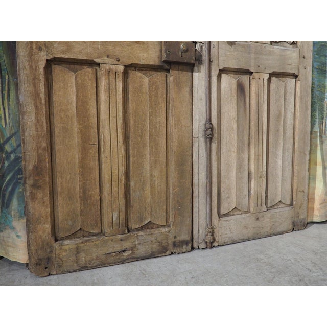 Pair of Double Sided 19th Century French Oak and Iron Cathedral Doors For Sale - Image 15 of 18