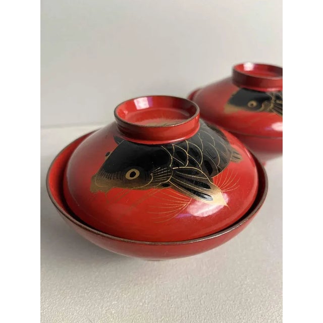 20th Century Taishō Urushi Maki-E Rice and Soup Bowls, Japan, Set of 2 For Sale - Image 9 of 11